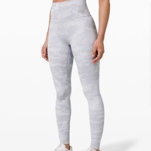 Lululemon White & Gray Camo 28” High Rise Leggings Pants